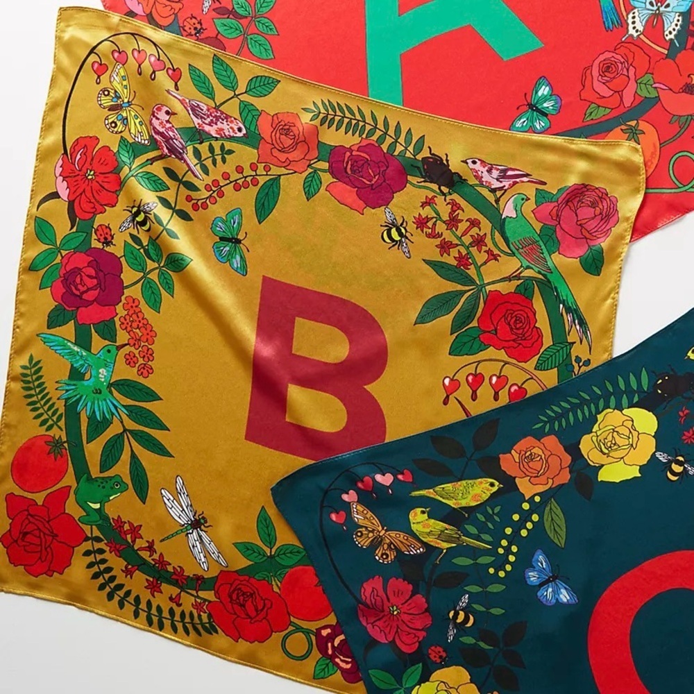 KAREN‎ MABON x ANTHROPOLOGIE Monogrammed Silk Square B Scarf